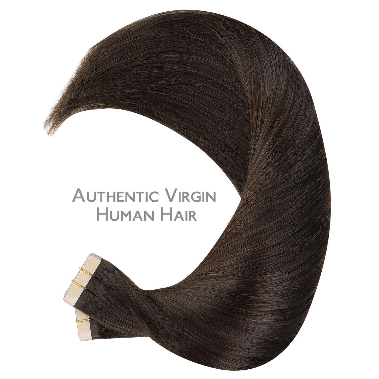 imageWENNALIFE Tape in Hair Extensions Human Hair 40pcs 100g 18 inch Light Dark Brown Hair Extensions Real Human Hair Straight Tape in Extensions Invisible Human Hair Extensions Real Hair Extensions