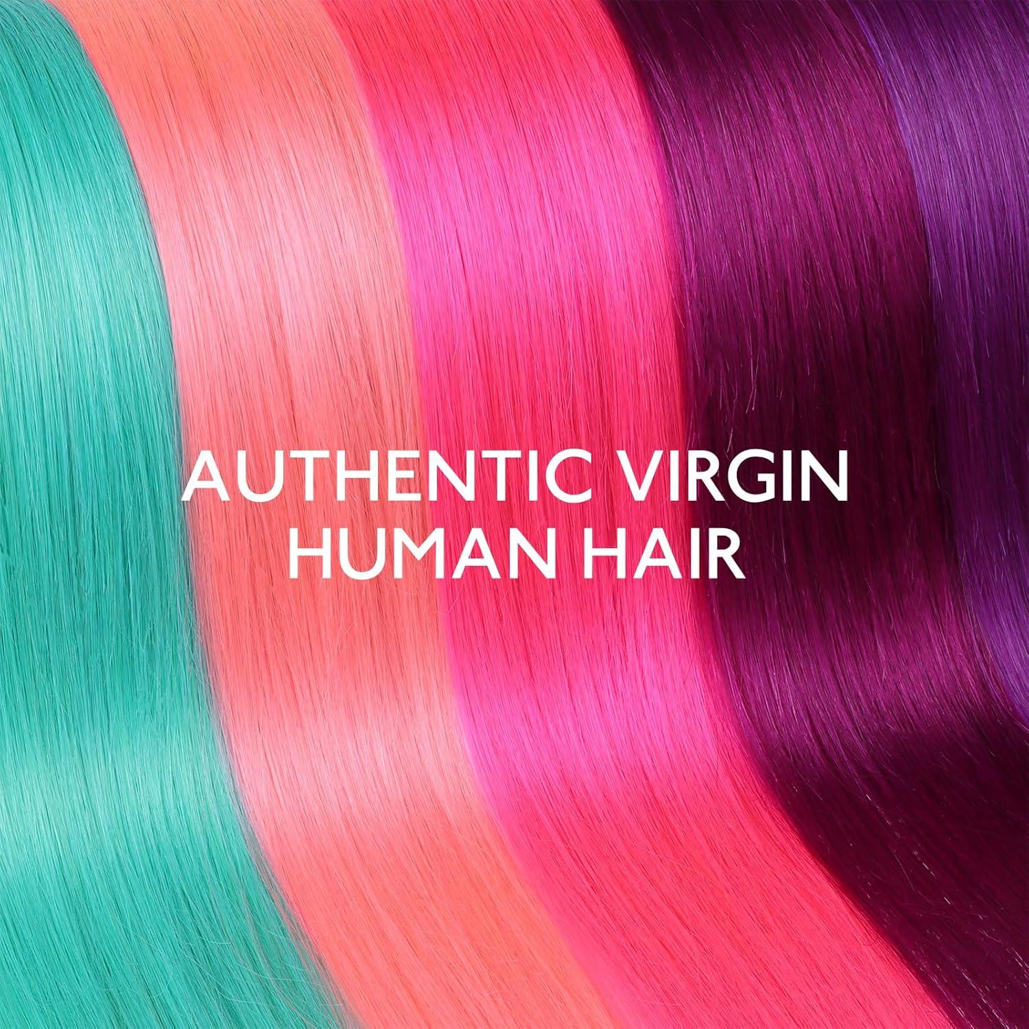 imageWENNALIFE Teal Green Clip in Hair Extensions Real Human Hair 35g 6pcs 16 Inch Colored Hair Extensions for Kids Women Colorful Hair Pieces Popup Style Straight Extensiones De Cabello Humano Con Clip