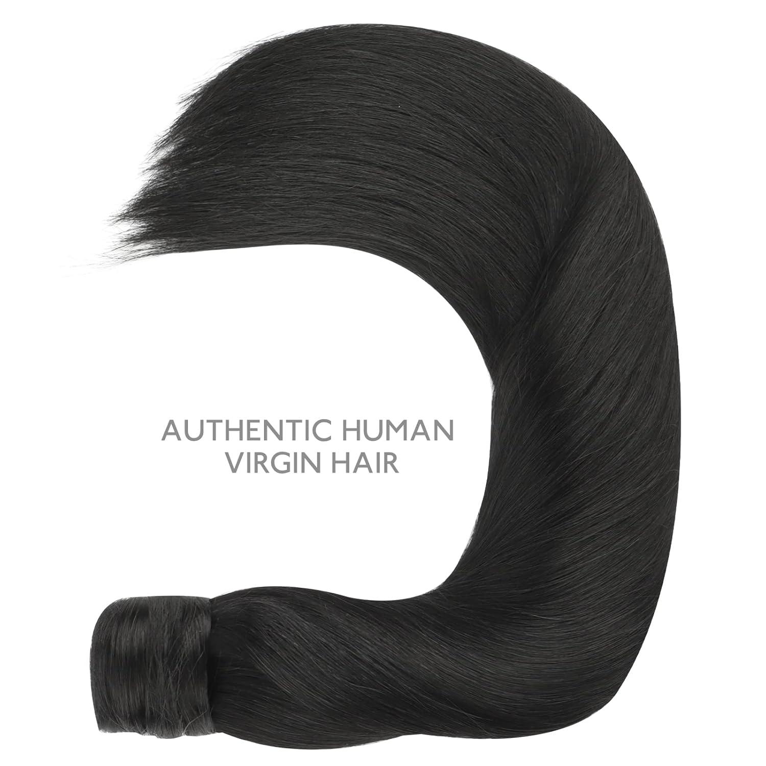 imageWENNALIFE Wire Hair Extensions Increase 50 Lifespan Real Human Hair 18 inch 95g Balayage Chocolate Brown to Honey Blonde Remy Wire Hair Extensions Invisible Transparent RealPony1 Jet Black