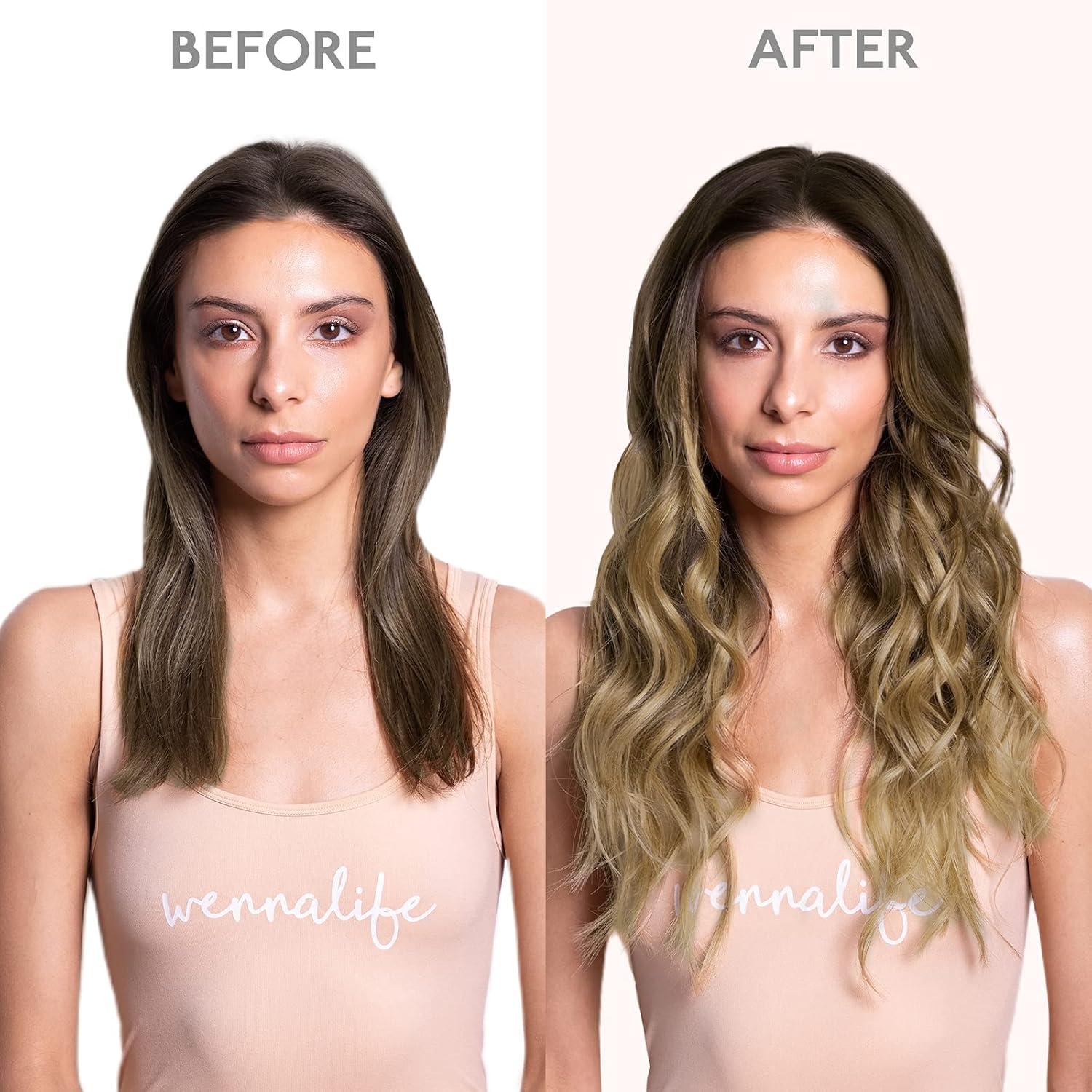 imageWENNALIFE Wire Hair Extensions Increase 50 Lifespan Real Human Hair 18 inch 95g Balayage Chocolate Brown to Honey Blonde Remy Wire Hair Extensions Invisible Transparent Real38613 Ombre Walnut Brown to Ash Brown and Bleach Blonde