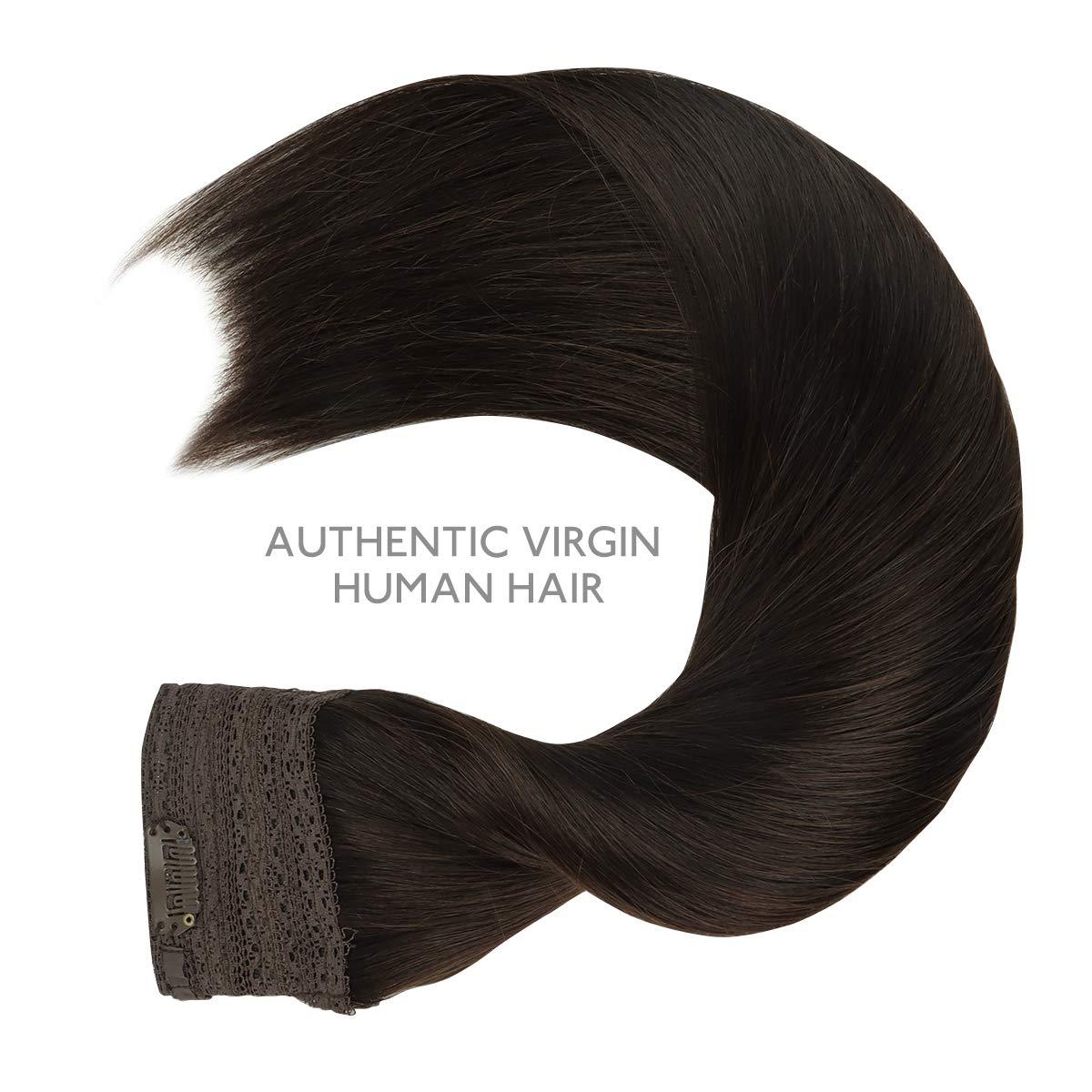 imageWENNALIFE Wire Hair Extensions Increase 50 Lifespan Real Human Hair 18 inch 95g Balayage Chocolate Brown to Honey Blonde Remy Wire Hair Extensions Invisible Transparent Real2 Dark Brown