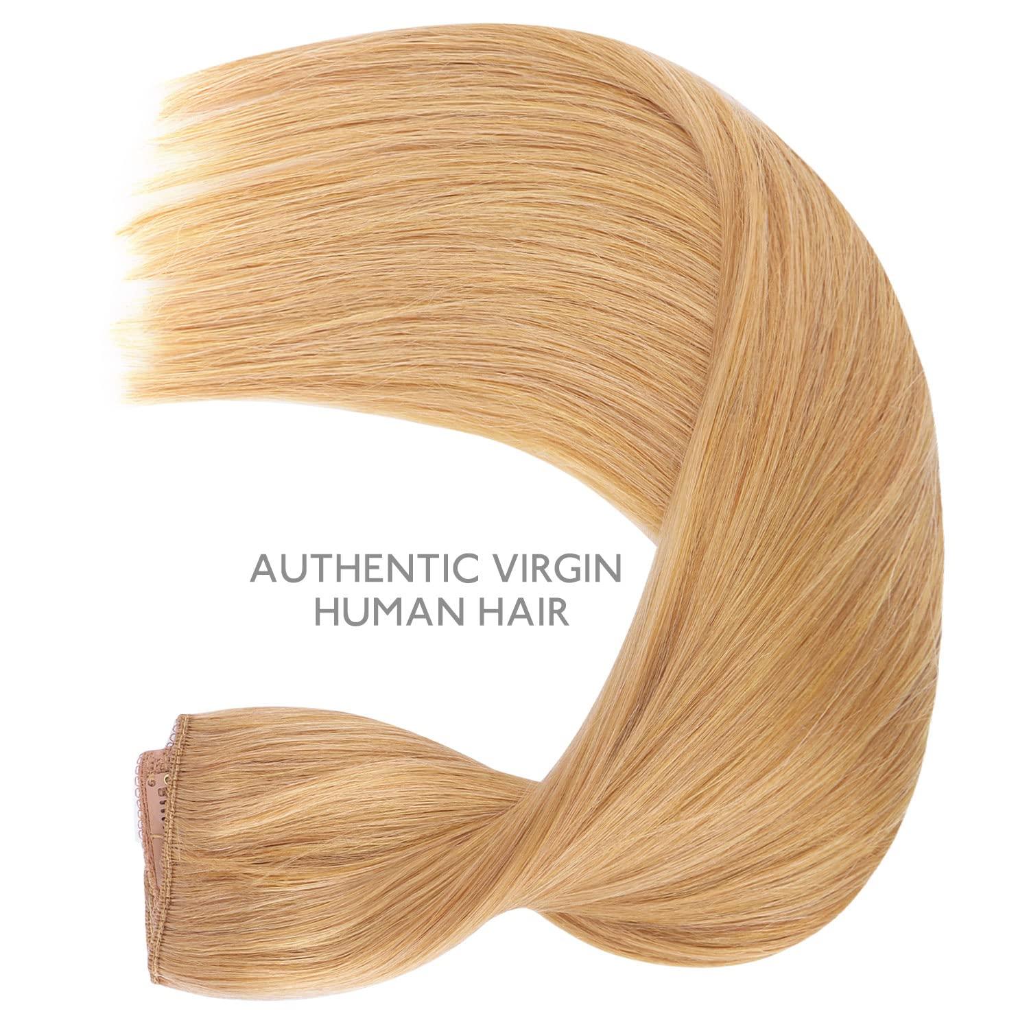imageWENNALIFE Wire Hair Extensions Increase 50 Lifespan Real Human Hair 18 inch 95g Balayage Chocolate Brown to Honey Blonde Remy Wire Hair Extensions Invisible Transparent Real16A Strawberry Blonde