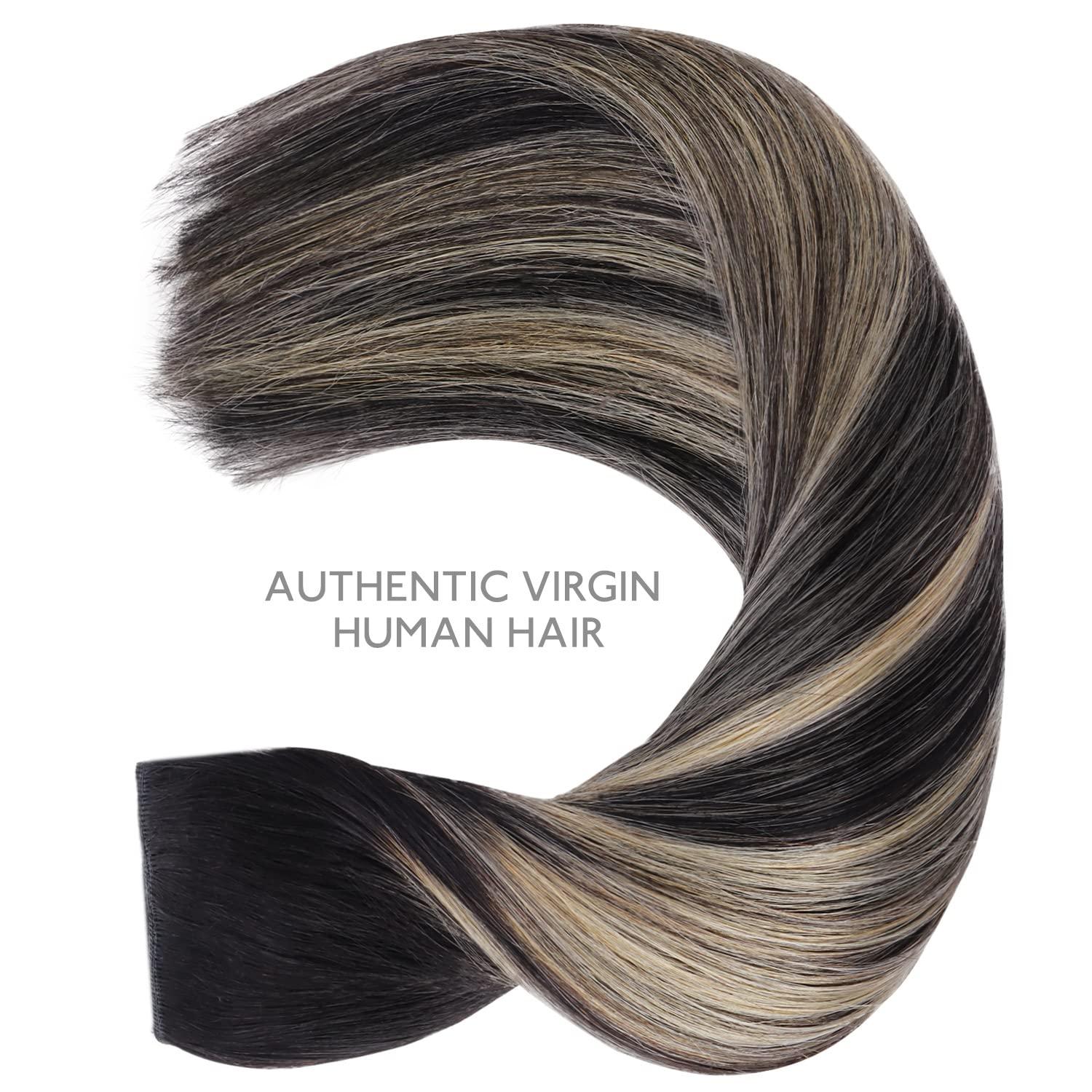 imageWENNALIFE Wire Hair Extensions Increase 50 Lifespan Real Human Hair 18 inch 95g Balayage Chocolate Brown to Honey Blonde Remy Wire Hair Extensions Invisible Transparent Real1B161B Balayage Natural Black to Light Blonde