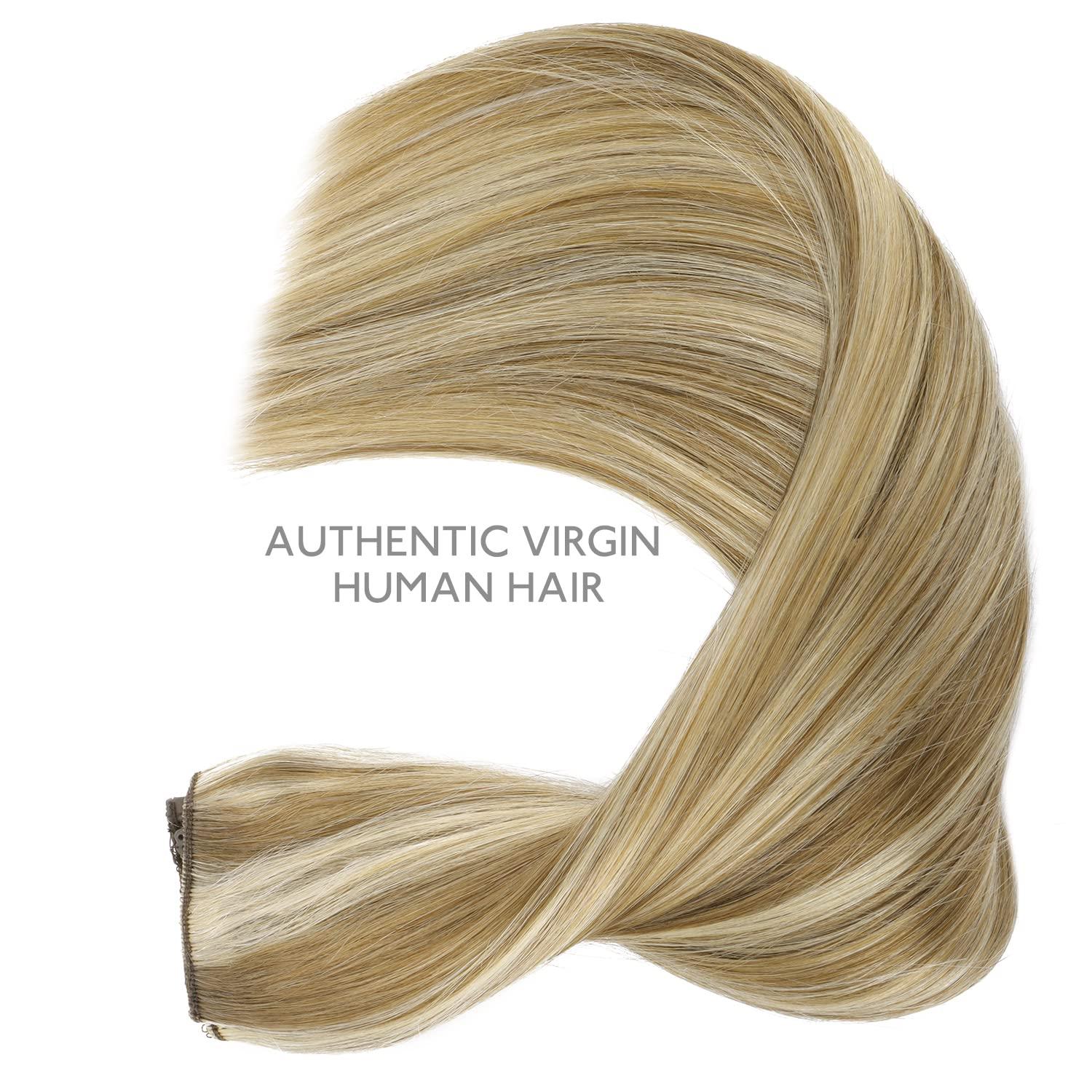 imageWENNALIFE Wire Hair Extensions Increase 50 Lifespan Real Human Hair 18 inch 95g Jet Black Remy Hair Invisible Transparent Wire Fish Line Straight Reusable Natural Extensiones De Cabello Humano8B60B Ash Brown with Platinum Blonde Highlights