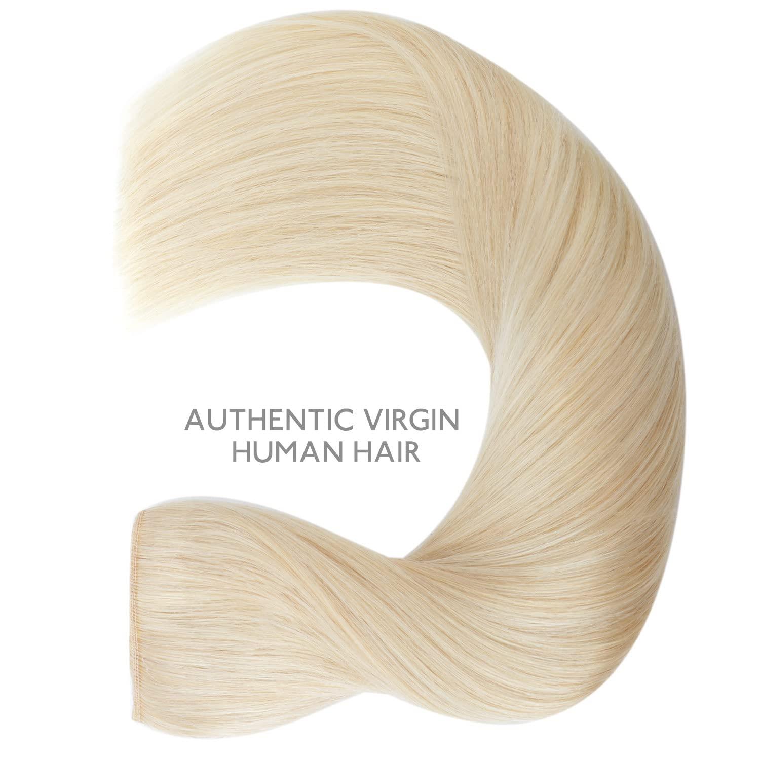 imageWENNALIFE Wire Hair Extensions Increase 50 Lifespan Real Human Hair 18 inch 95g Jet Black Remy Hair Invisible Transparent Wire Fish Line Straight Reusable Natural Extensiones De Cabello Humano613R Bleach Blonde