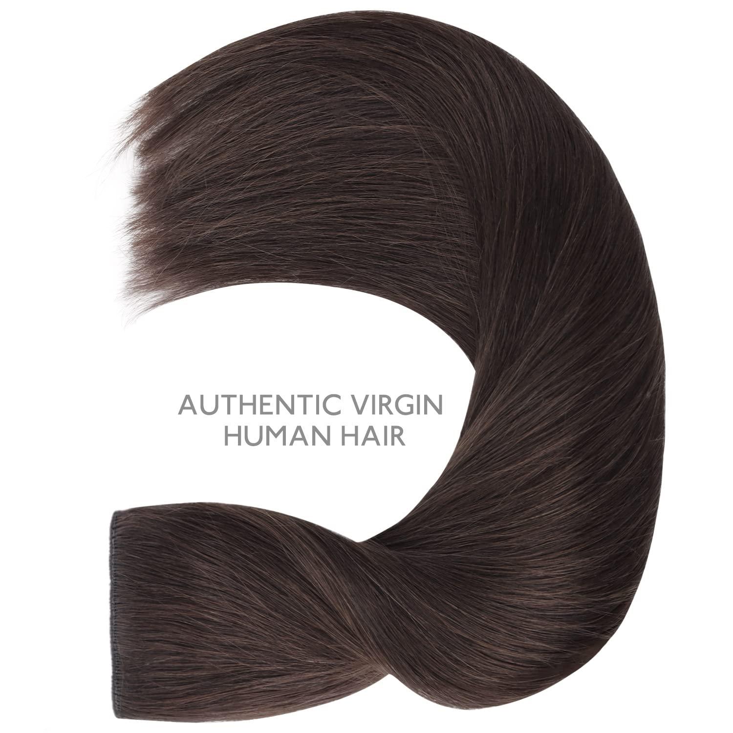 imageWENNALIFE Wire Hair Extensions Increase 50 Lifespan Real Human Hair 18 inch 95g Light Dark Brown Remy Wire Hair Extensions Invisible Transparent Fish Line Straight Real2A Light Dark Brown