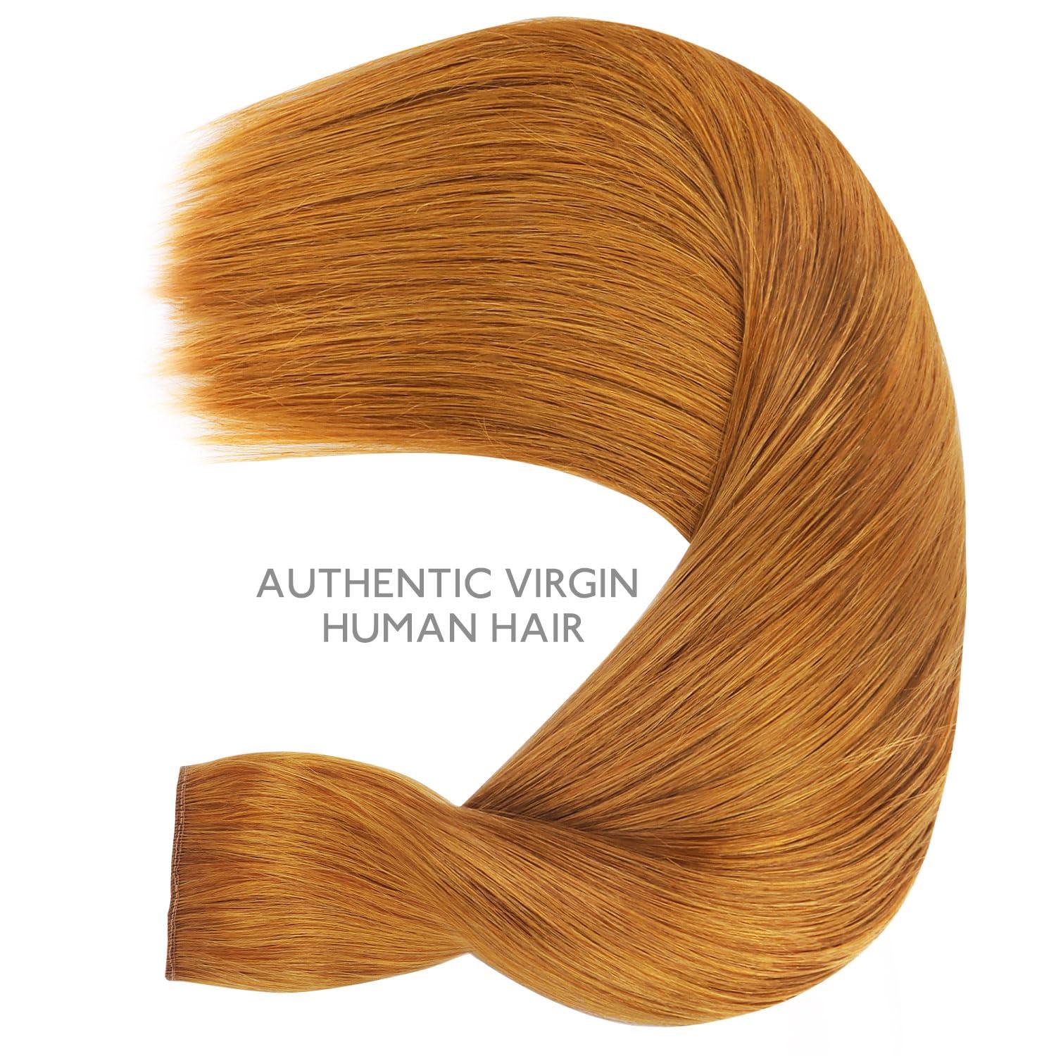 imageWENNALIFE Wire Hair Extensions Increase 50 Lifespan Real Human Hair 18 inch 95g Light Dark Brown Remy Wire Hair Extensions Invisible Transparent Fish Line Straight Real30 Auburn Ginger