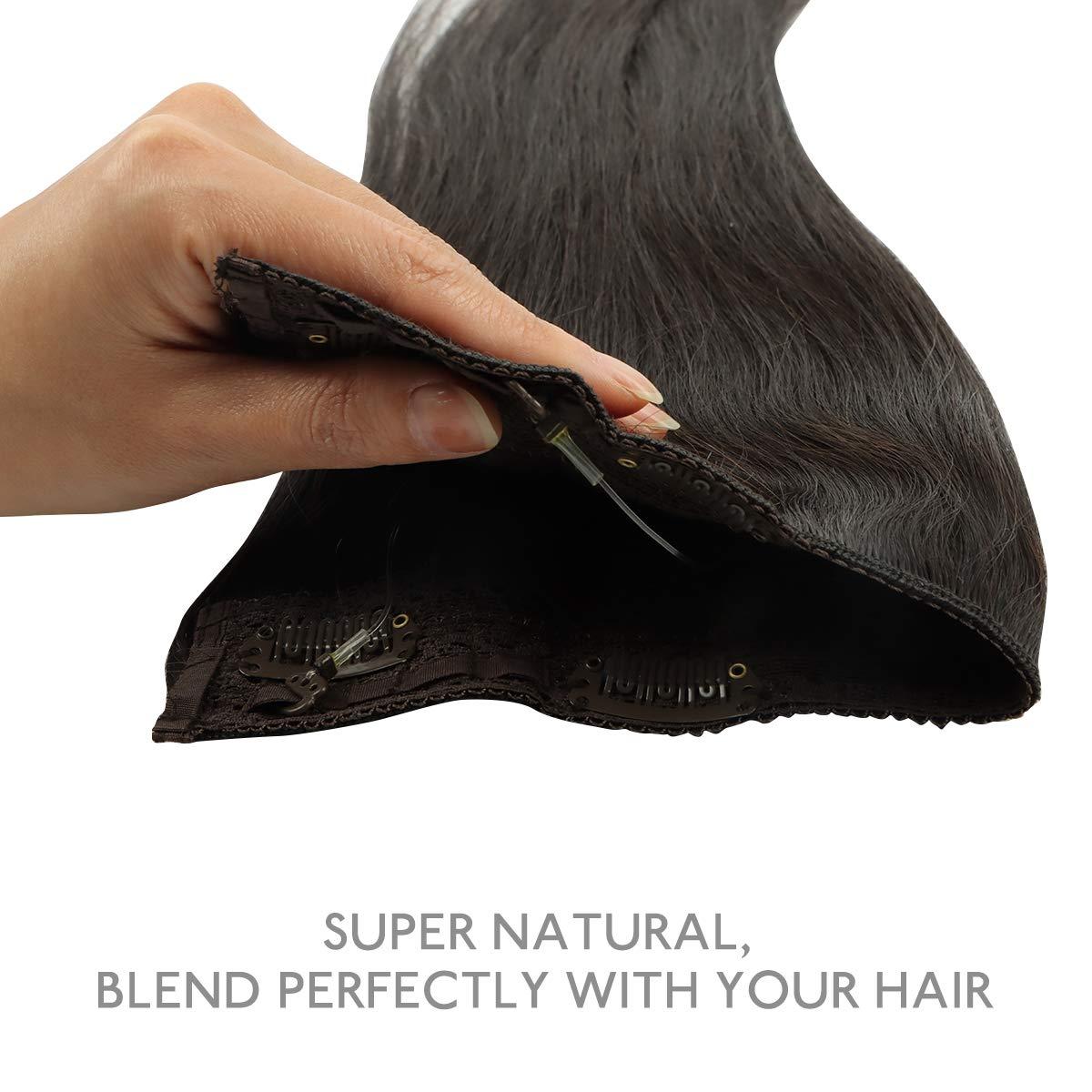 imageWENNALIFE Wire Hair Extensions Increase 50 Lifespan Real Human Hair 18 inch 95g Light Dark Brown Remy Wire Hair Extensions Invisible Transparent Fish Line Straight Real2 Dark Brown