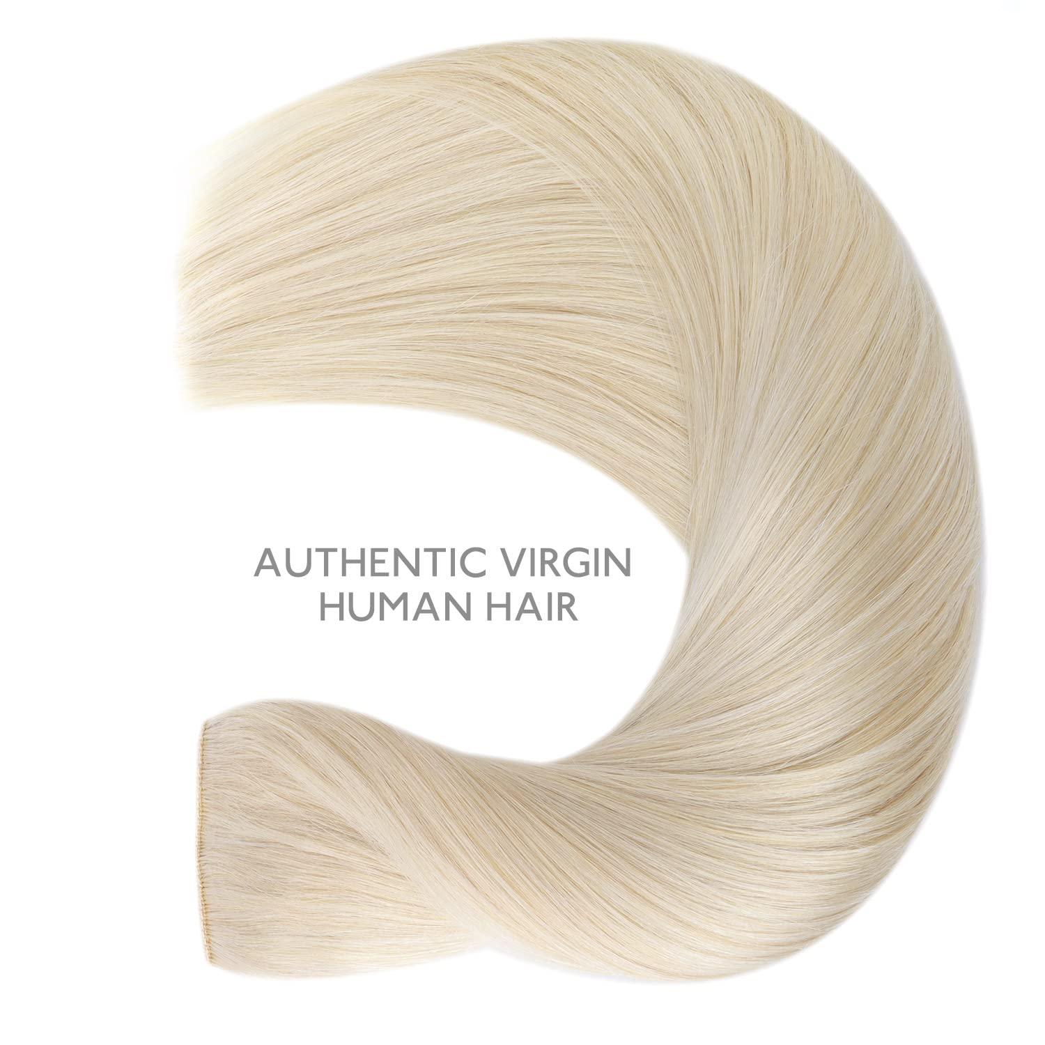 imageWENNALIFE Wire Hair Extensions Increase 50 Lifespan Real Human Hair 18 inch 95g Light Dark Brown Remy Wire Hair Extensions Invisible Transparent Fish Line Straight Real60A Platinum Blonde
