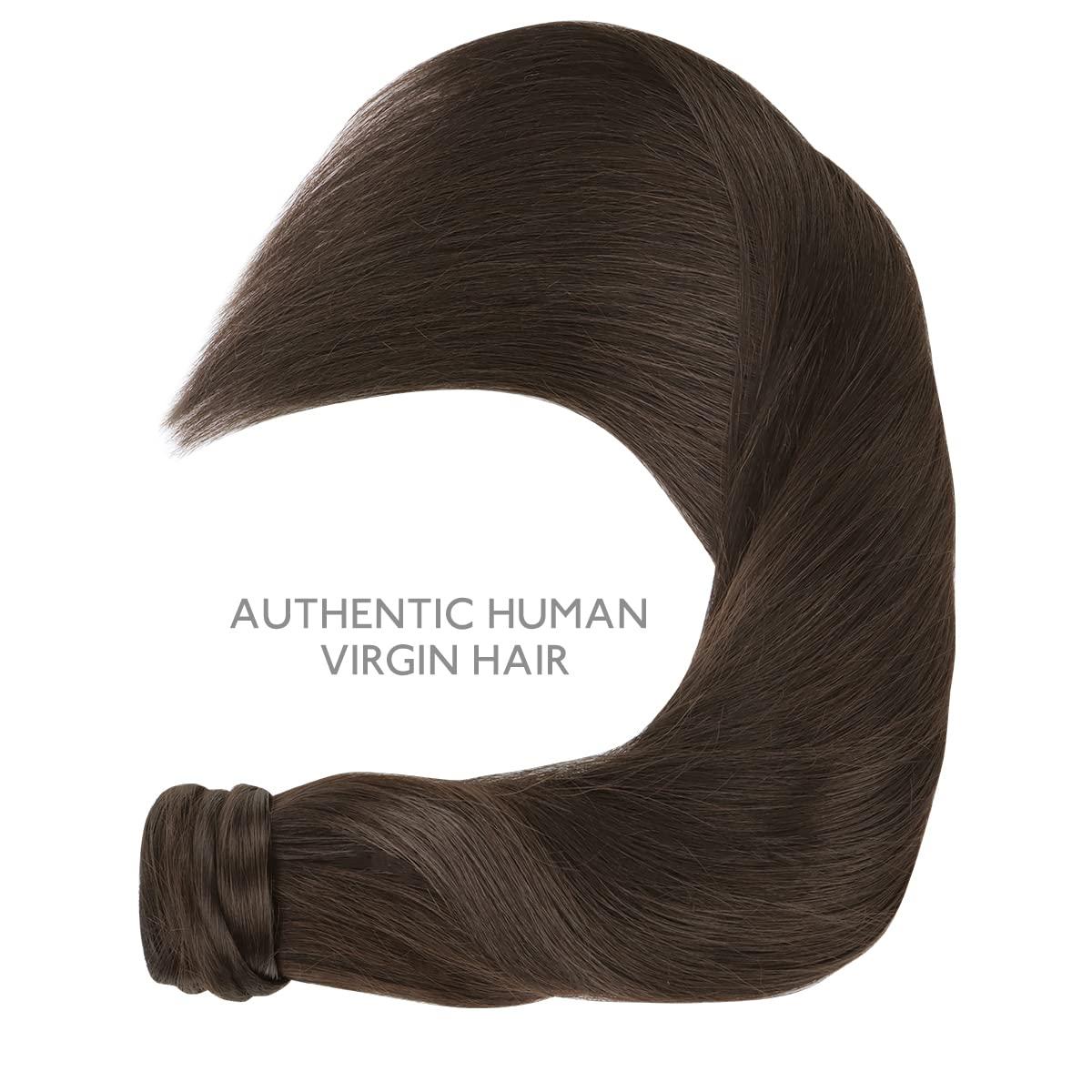imageWENNALIFE Wire Hair Extensions Increase 50 Lifespan Real Human Hair 18 inch 95g Light Dark Brown Remy Wire Hair Extensions Invisible Transparent Fish Line Straight RealPony2 Dark Brown