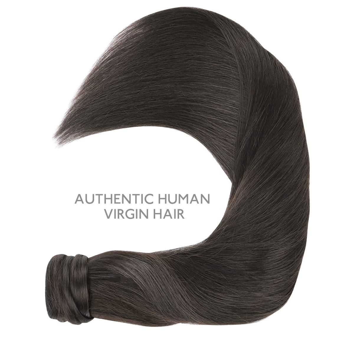 imageWENNALIFE Wire Hair Extensions Increase 50 Lifespan Real Human Hair 18 inch 95g Light Dark Brown Remy Wire Hair Extensions Invisible Transparent Fish Line Straight RealPony1B Natural Black