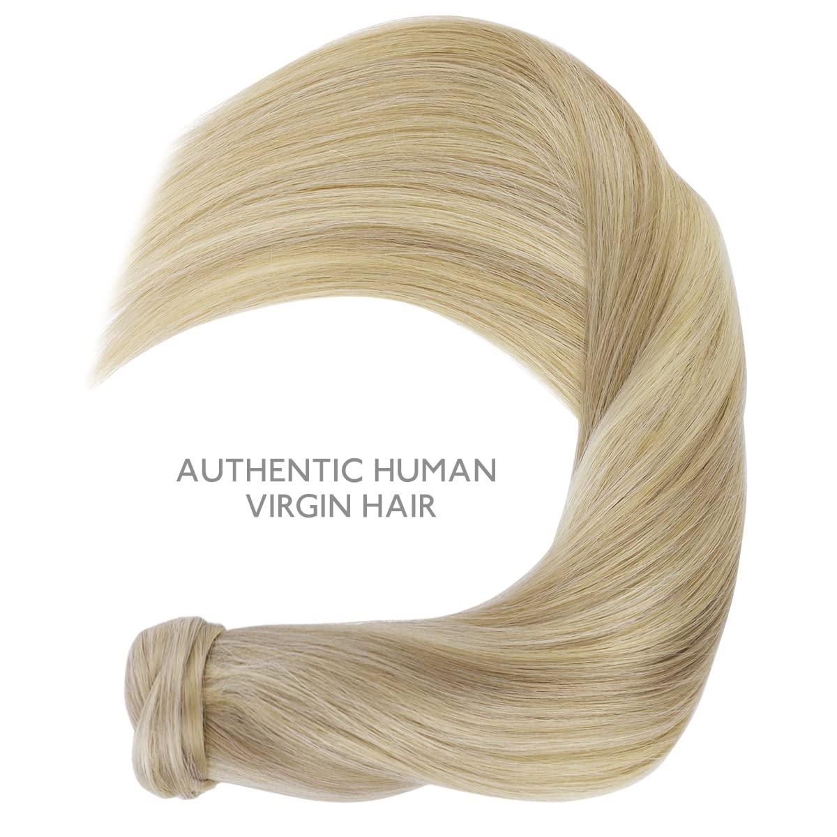 imageWENNALIFE Wire Hair Extensions Increase 50 Lifespan Real Human Hair 18 inch 95g Light Dark Brown Remy Wire Hair Extensions Invisible Transparent Fish Line Straight RealPony1622 Light Blonde Highlighted Golden Blonde