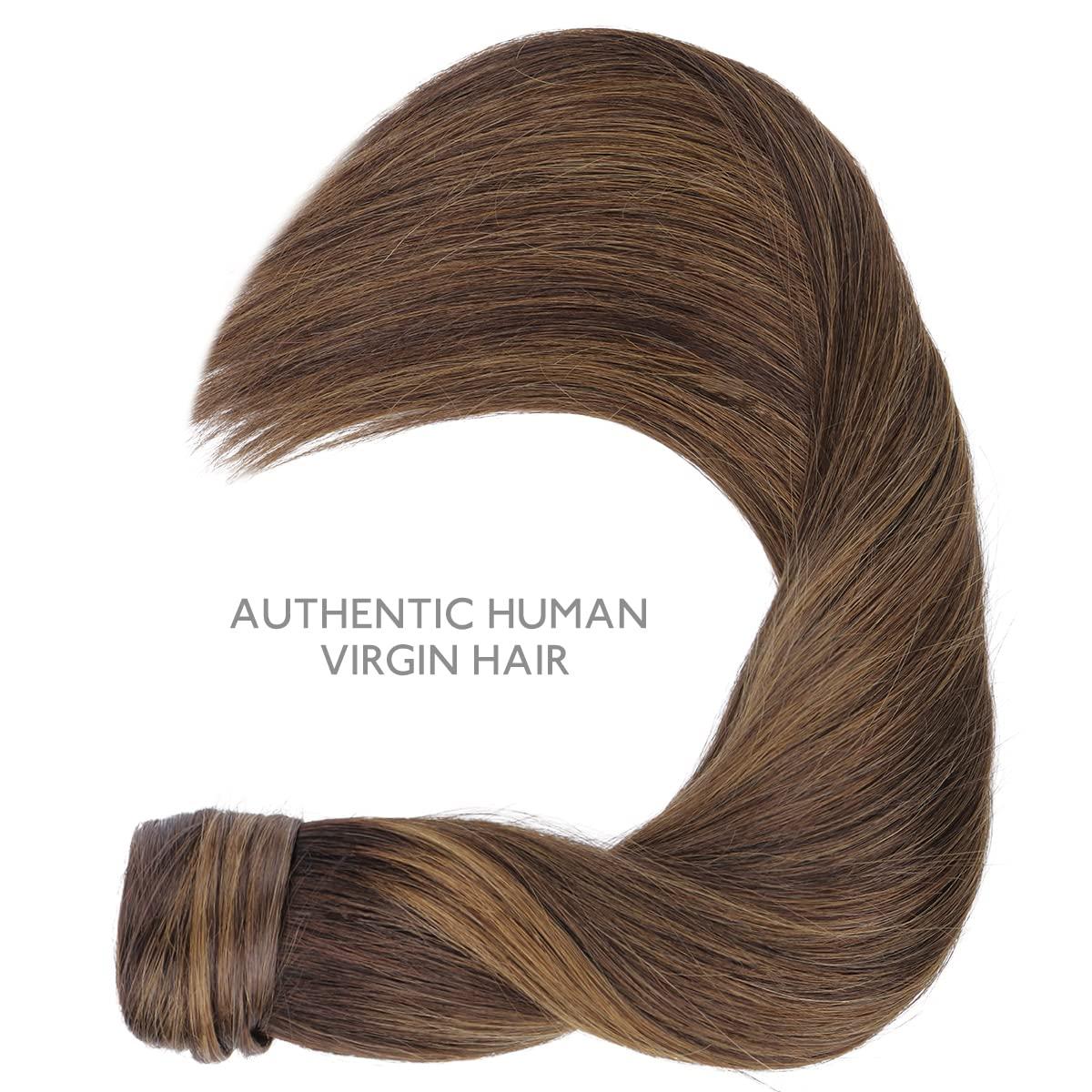 imageWENNALIFE Wire Hair Extensions Increase 50 Lifespan Real Human Hair 18 inch 95g Natural Black Chestnut Brown Remy Hair Extensions Invisible Transparent Wire RealPony262 Dark Brown Mixed Chestnut Brown