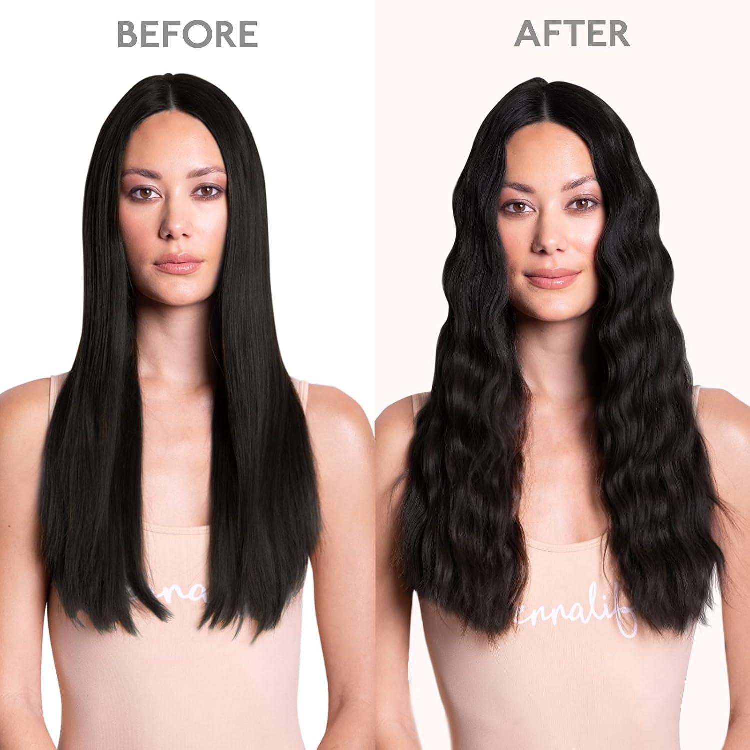 imageWENNALIFE Wire Hair Extensions Increase 50 Lifespan Real Human Hair 18 inch 95g Natural Black Chestnut Brown Remy Hair Extensions Invisible Transparent Wire Real1B Natural Black