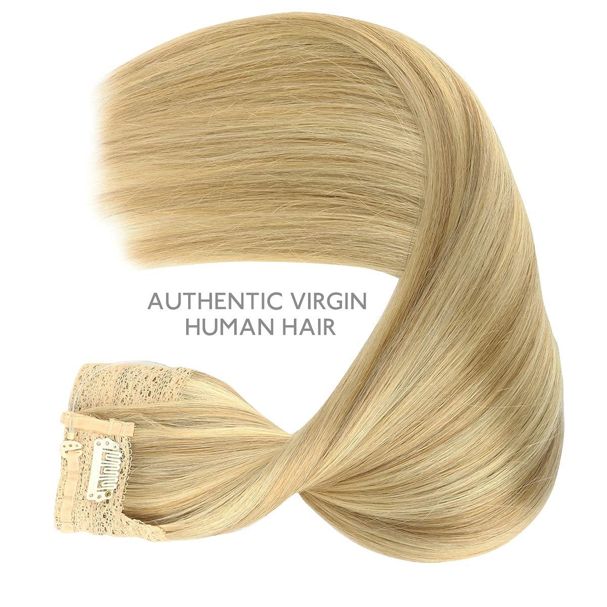 imageWENNALIFE Wire Hair Extensions Increase 50 Lifespan Real Human Hair 18 inch 95g Natural Black Chestnut Brown Remy Hair Extensions Invisible Transparent Wire Real1622 Light Blonde Highlighted Golden Blonde