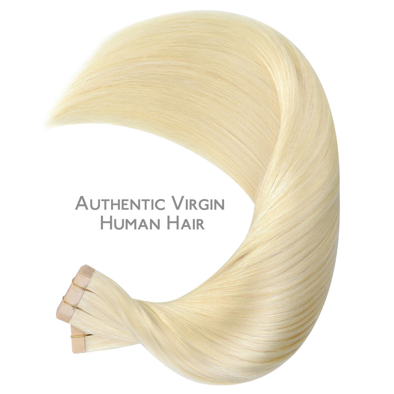 imageWennalife Tape in Hair Extensions Human Hair40pcs 100g 18 inch Bleach Blonde Hair Extensions Real Human Hair Straight Tape in Extensions Invisible Human Hair Extensions Reusable Real Hair Extensions