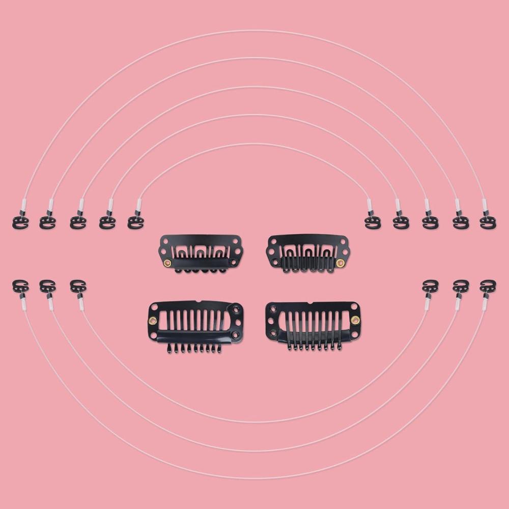 imageWENNALIFE 4 Dark Brown Replacement Clips for Clip in Hair Extensions Sturdy for Wire Hair Stainless SteelBlackClipsWires