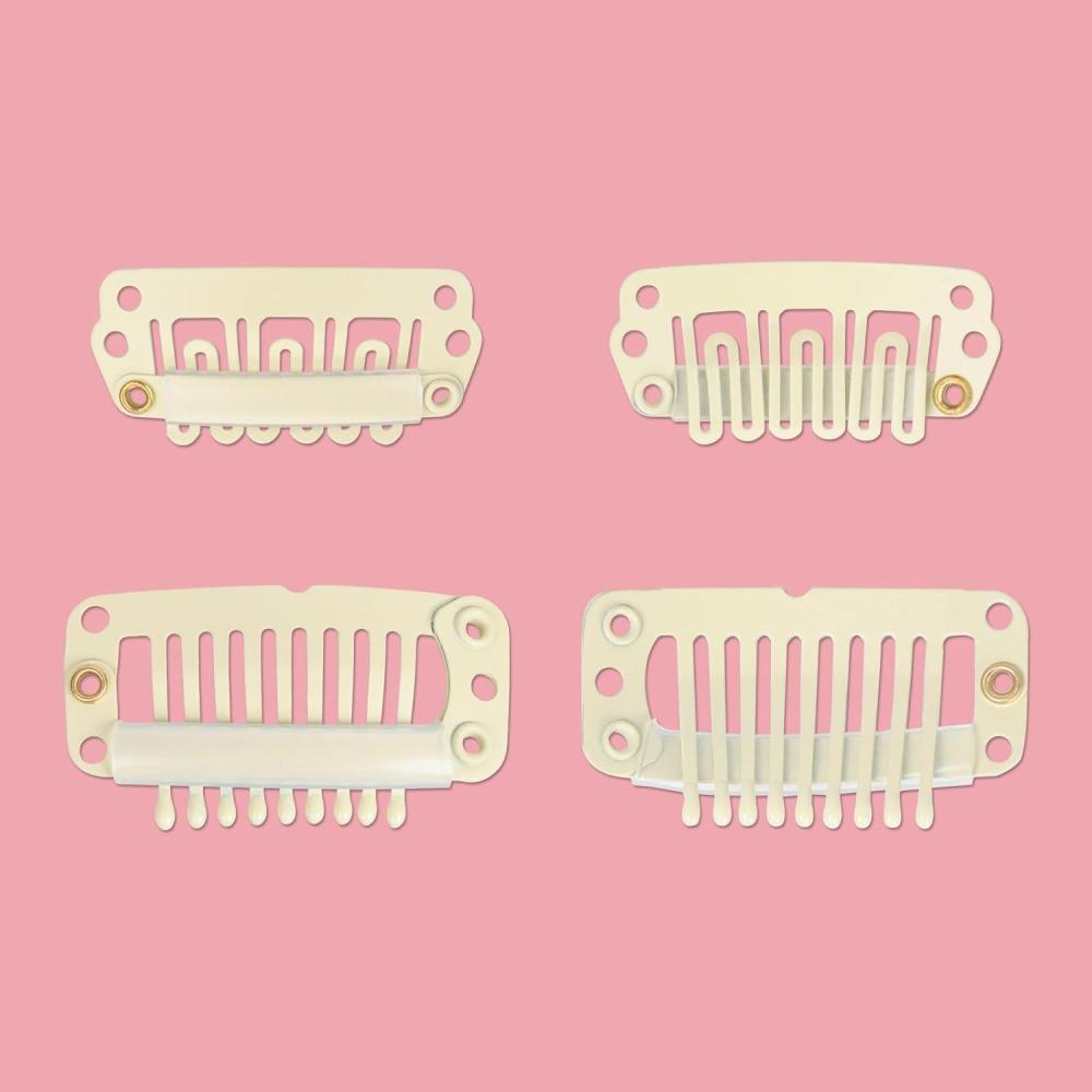 imageWENNALIFE 4 Dark Brown Replacement Clips for Clip in Hair Extensions Sturdy for Wire Hair Stainless SteelBlondeClips