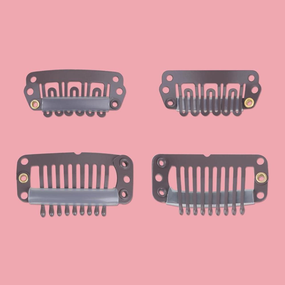 imageWENNALIFE 4 Dark Brown Replacement Clips for Clip in Hair Extensions Sturdy for Wire Hair Stainless SteelBrownClips