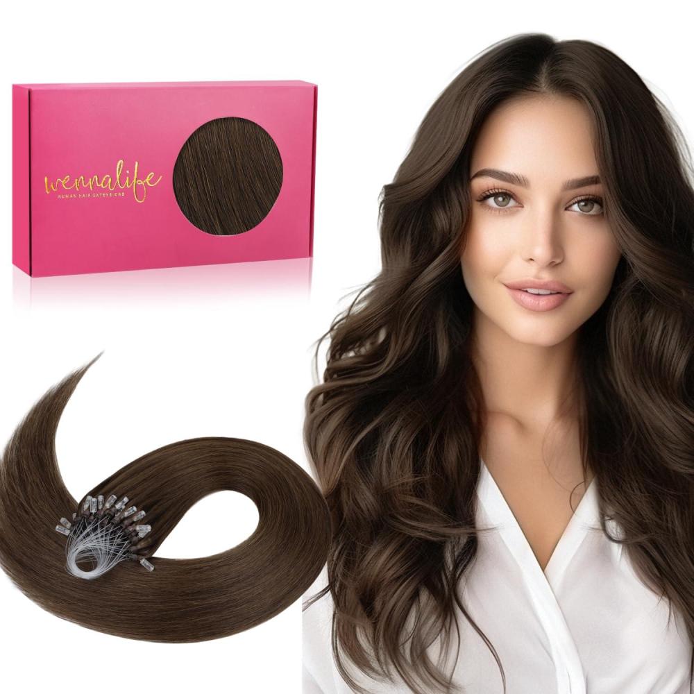 imageWENNALIFE I Tip Hair Extensions Human Hair 50g 100s 14 Inch Auburn Ginger Remy Itip Human Hair Extensions Invisible Itips Straight I Tips Fusion Extensions Real Human HairM4 Chocolate Brown