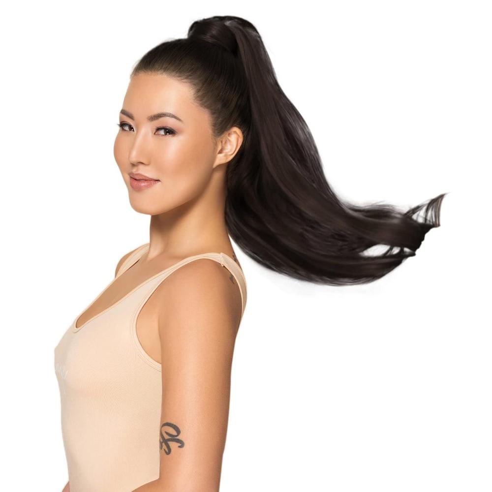 imageWENNALIFE Wire Hair Extensions Increase 50 Lifespan Real Human Hair 18 inch 95g Light Dark Brown Remy Wire Hair Extensions Invisible Transparent Fish Line Straight RealPony2A Light Dark Brown