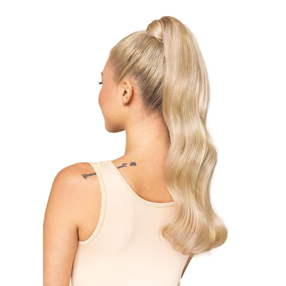 imageWENNALIFE Wire Hair Extensions Increase 50 Lifespan Real Human Hair 18 inch 95g Light Dark Brown Remy Wire Hair Extensions Invisible Transparent Fish Line Straight RealPony18A613A Dirty Blonde Highlighted Bleach Blonde