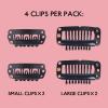 WENNALIFE Dark Brown Invisible Elastic Wire for Wire Hair Extensions 8 Dark Brown Adjustable Fish Line 7 Inch 8 Inch 9 Inch and 10 Inch with 4 Dark Brown Stainless Steel Clips(Black-Clips)