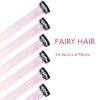 WENNALIFE Hair Tinsel Clip In for Girls Champagne, 6pcs 24 inch Hair Tinsel Clips Tinsel Hair Extensions Clip in Colorful Glitter Tinsel Hair Clips Sparkle Fairy Hair Accessories for Kids(C-#Bright White)