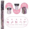 WENNALIFE Hair Tinsel Clip In for Girls Champagne, 6pcs 24 inch Hair Tinsel Clips Tinsel Hair Extensions Clip in Colorful Glitter Tinsel Hair Clips Sparkle Fairy Hair Accessories for Kids(C-#Rainbow)