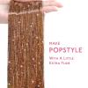 WENNALIFE Hair Tinsel Clip In for Girls Champagne, 6pcs 24 inch Hair Tinsel Clips Tinsel Hair Extensions Clip in Colorful Glitter Tinsel Hair Clips Sparkle Fairy Hair Accessories for Kids(T-#Golden Brown)