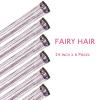 WENNALIFE Hair Tinsel Clip In for Girls Champagne, 6pcs 24 inch Hair Tinsel Clips Tinsel Hair Extensions Clip in Colorful Glitter Tinsel Hair Clips Sparkle Fairy Hair Accessories for Kids(C-#Rainbow)