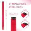 WENNALIFE Hair Tinsel Clip In for Girls Champagne, 6pcs 24 inch Hair Tinsel Clips Tinsel Hair Extensions Clip in Colorful Glitter Tinsel Hair Clips Sparkle Fairy Hair Accessories for Kids(12-#Red)