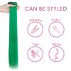 WENNALIFE Hair Tinsel Clip In for Girls Champagne, 6pcs 24 inch Hair Tinsel Clips Tinsel Hair Extensions Clip in Colorful Glitter Tinsel Hair Clips Sparkle Fairy Hair Accessories for Kids(12-#Green)