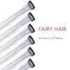 WENNALIFE Hair Tinsel Clip In for Girls Champagne, 6pcs 24 inch Hair Tinsel Clips Tinsel Hair Extensions Clip in Colorful Glitter Tinsel Hair Clips Sparkle Fairy Hair Accessories for Kids(C-#Silver)