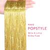 WENNALIFE Hair Tinsel Clip In for Girls Champagne, 6pcs 24 inch Hair Tinsel Clips Tinsel Hair Extensions Clip in Colorful Glitter Tinsel Hair Clips Sparkle Fairy Hair Accessories for Kids(T-#Champagne)