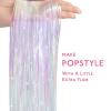 WENNALIFE Hair Tinsel Clip In for Girls Champagne, 6pcs 24 inch Hair Tinsel Clips Tinsel Hair Extensions Clip in Colorful Glitter Tinsel Hair Clips Sparkle Fairy Hair Accessories for Kids(T-#Bright White)