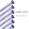 WENNALIFE Hair Tinsel Clip In for Girls Champagne, 6pcs 24 inch Hair Tinsel Clips Tinsel Hair Extensions Clip in Colorful Glitter Tinsel Hair Clips Sparkle Fairy Hair Accessories for Kids(C-#Sky Blue)