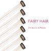 WENNALIFE Hair Tinsel Clip In for Girls Champagne, 6pcs 24 inch Hair Tinsel Clips Tinsel Hair Extensions Clip in Colorful Glitter Tinsel Hair Clips Sparkle Fairy Hair Accessories for Kids(C-#Champagne)