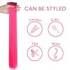WENNALIFE Hair Tinsel Clip In for Girls Champagne, 6pcs 24 inch Hair Tinsel Clips Tinsel Hair Extensions Clip in Colorful Glitter Tinsel Hair Clips Sparkle Fairy Hair Accessories for Kids(12-#Hot Pink)