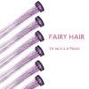 WENNALIFE Hair Tinsel Clip In for Girls Champagne, 6pcs 24 inch Hair Tinsel Clips Tinsel Hair Extensions Clip in Colorful Glitter Tinsel Hair Clips Sparkle Fairy Hair Accessories for Kids(C-#Purple)