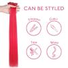 WENNALIFE Hair Tinsel Clip In for Girls Champagne, 6pcs 24 inch Hair Tinsel Clips Tinsel Hair Extensions Clip in Colorful Glitter Tinsel Hair Clips Sparkle Fairy Hair Accessories for Kids(12-#Red)