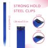 WENNALIFE Hair Tinsel Clip In for Girls Champagne, 6pcs 24 inch Hair Tinsel Clips Tinsel Hair Extensions Clip in Colorful Glitter Tinsel Hair Clips Sparkle Fairy Hair Accessories for Kids(12-#Blue)