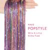 WENNALIFE Hair Tinsel Clip In for Girls Champagne, 6pcs 24 inch Hair Tinsel Clips Tinsel Hair Extensions Clip in Colorful Glitter Tinsel Hair Clips Sparkle Fairy Hair Accessories for Kids(T-#Rainbow)