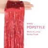 WENNALIFE Hair Tinsel Clip In for Girls Champagne, 6pcs 24 inch Hair Tinsel Clips Tinsel Hair Extensions Clip in Colorful Glitter Tinsel Hair Clips Sparkle Fairy Hair Accessories for Kids(T-#Red)