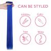 WENNALIFE Hair Tinsel Clip In for Girls Champagne, 6pcs 24 inch Hair Tinsel Clips Tinsel Hair Extensions Clip in Colorful Glitter Tinsel Hair Clips Sparkle Fairy Hair Accessories for Kids(12-#Blue)