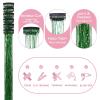 WENNALIFE Hair Tinsel Clip In for Girls Champagne, 6pcs 24 inch Hair Tinsel Clips Tinsel Hair Extensions Clip in Colorful Glitter Tinsel Hair Clips Sparkle Fairy Hair Accessories for Kids(C-#Green)