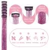 WENNALIFE Hair Tinsel Clip In for Girls Champagne, 6pcs 24 inch Hair Tinsel Clips Tinsel Hair Extensions Clip in Colorful Glitter Tinsel Hair Clips Sparkle Fairy Hair Accessories for Kids(C-#Pink)