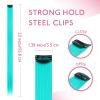 WENNALIFE Hair Tinsel Clip In for Girls Champagne, 6pcs 24 inch Hair Tinsel Clips Tinsel Hair Extensions Clip in Colorful Glitter Tinsel Hair Clips Sparkle Fairy Hair Accessories for Kids(12-#Teal)