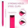 WENNALIFE Hair Tinsel Clip In for Girls Champagne, 6pcs 24 inch Hair Tinsel Clips Tinsel Hair Extensions Clip in Colorful Glitter Tinsel Hair Clips Sparkle Fairy Hair Accessories for Kids(12-#Hot Pink)