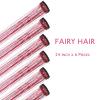 WENNALIFE Hair Tinsel Clip In for Girls Champagne, 6pcs 24 inch Hair Tinsel Clips Tinsel Hair Extensions Clip in Colorful Glitter Tinsel Hair Clips Sparkle Fairy Hair Accessories for Kids(C-#Red)